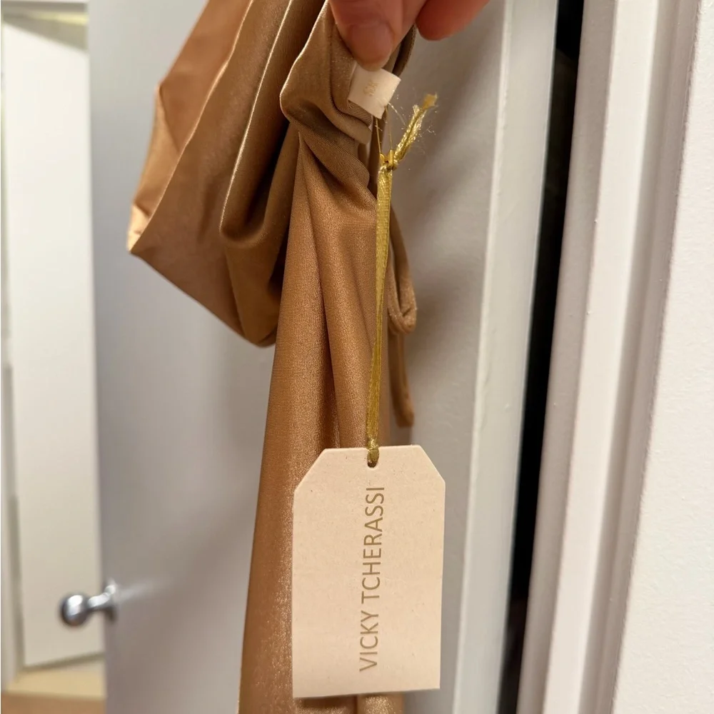 Sleeveless Draped Maxi Dress in Camel Brown - Picture 4 of 4